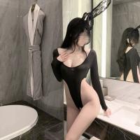 Seductive Open-Crotch Bodysuit for Women – Ice Silk Lace-Out Lingerie Set, Provocative Uniform Style Sleepwear thumbnail