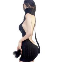Seductive Open-Front Backless Knit Set - Provocative Lingerie Dress & Matching Sleepwear Outfit thumbnail