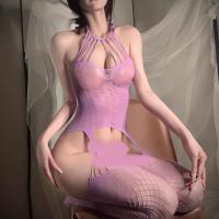 Seductive Purple Fishnet Bodystocking for Women - Sexy Sheer Mesh Full Body Stocking, Plus Size & Busty Friendly thumbnail