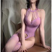 Seductive Purple Fishnet Bodystocking for Women - Sexy Sheer Mesh Full Body Stocking, Plus Size & Busty Friendly thumbnail
