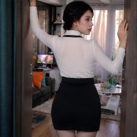 Seductive Secretary Costume Set for Women – Sexy Uniform Outfit with Deep V-Neck & Bodycon Skirt, No-Remove Design thumbnail