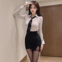 Seductive Secretary Costume Set for Women – Sexy Uniform Outfit with Deep V-Neck & Bodycon Skirt, No-Remove Design thumbnail