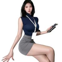 Premium Seductive Secretary Skirt Set - High-Waisted Bodycon Office Uniform Lingerie Outfit, No-Remove Design thumbnail