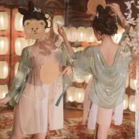 Seductive Sheer Chinese Hanfu Lingerie Set - Vintage Imperial & Republican Era Embroidered Costume, Plus Size Sensual Ou thumbnail