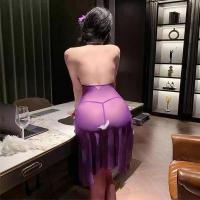 Seductive Sheer Lace Chinese-Inspired Sensual Lingerie Dress with Side Slit - No-Remove Set thumbnail