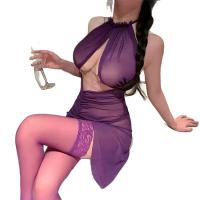 Seductive Sheer Lace Chinese-Inspired Sensual Lingerie Dress with Side Slit - No-Remove Set thumbnail