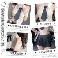 Seductive Short Crop Top Skirt Set - Slim-Fit Pleated Schoolgirl Costume Outfit for Women thumbnail