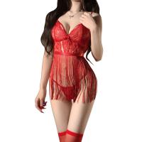Seductive Silk Qipao Sleepwear for Women – Sexy Slit Nightgown, No-Remove Lingerie Dress, New Year & QQ Uniform Style thumbnail