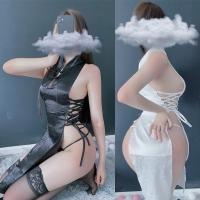 Seductive Vintage Qipao Lingerie Set - Sexy Tie-Up Busty Nightclub Costume Outfit for Women thumbnail