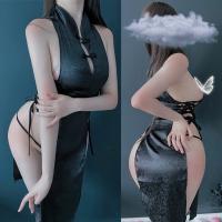 Seductive Vintage Qipao Lingerie Set - Sexy Tie-Up Busty Nightclub Costume Outfit for Women thumbnail
