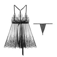 Hot-Selling Lace Sheer Open-Front Sleep Dress for Women – Sexy Plus Size Intimate Lingerie, No-Remove Design thumbnail