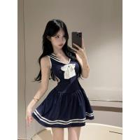 Semi-Sweet Allure Navy Schoolgirl Lingerie Set - Sheer Waist-Cinching Cute & Sexy Outfit thumbnail