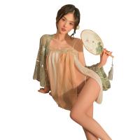 Sensual Chinese Vintage Silk Lingerie Set - Hanfu-Inspired Sheer Sleepwear for Women, No-Remove Design thumbnail