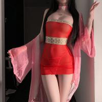 Sensual Exotic Hanfu Lingerie Dress - Red Bodycon Bedroom Play Outfit for Adults thumbnail