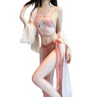 Sensual Hanfu Lingerie Set - Vintage Chinese Silk Sleepwear with Embroidery, Busty Costume Outfit for Adults thumbnail