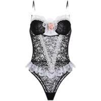 Sensual Lace Bodysuit - Cute & Sexy Uniform-Style Sleepwear for Women, Flirty Bedroom Outfit thumbnail