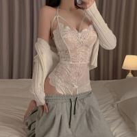Sensual Lace Bodysuit with Open-Crotch Design - Sexy Pure-Yu Style Bedroom Lingerie for Effortless Flirty Wear thumbnail
