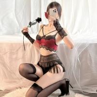 Sensual Lace Lingerie Set with Tassels - Sexy Midnight Outfit for Curvy Women, No-Remove Design thumbnail
