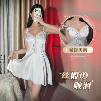 Sensual Lace Sleepwear Set - Breathable Ice Silk Tight-Fit Summer Cami & Shorts, Pure-Yet-Alluring Style thumbnail