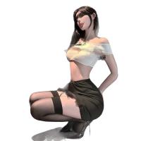 Sensual Lingerie Set - Pure & Playful Sheer Mesh Bra, Insertable Thigh-High Stockings, Alluring Strapless Top thumbnail