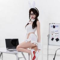 Sensual Modest Bunny Girl Outfit - Pure & Tempting Women's Crop Top Corset Set, Sexy Sleepwear Costume thumbnail