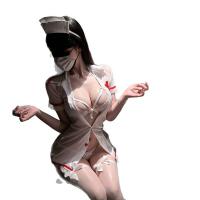 Sensual Nurse Costume for Women – Minimalist Aesthetic Role Play Lingerie Set with Lace Trim & High Slit thumbnail