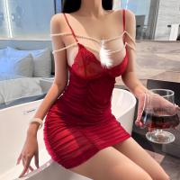 Sensual Pearl-Chain Lace Chemise - Sexy QQNY Sleepwear for Couples, Pure & Alluring Bedroom Lingerie thumbnail