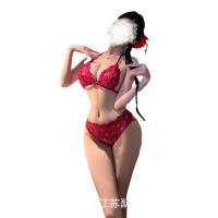 Sensual Red Lace Valentine's Day Erotic Lingerie Set - Sexy Tie-Front Bikini Thong Bra Ensemble thumbnail