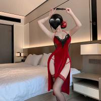 Sensual No-Remove Pure-Delight Halter Lingerie - Plus Size Vintage Qipao Sleepwear with Backless Design thumbnail