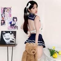 Sensual Sailor Uniform Set - Sexy Sheer Role Play Costume, College-Themed Lingerie Outfit thumbnail