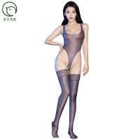 Sensual Sheer Bodysuit for Women - Tight-Fit Open-Crotch Lingerie Set, Bedroom Romance Wear thumbnail