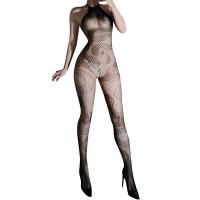 Sensual Sheer Lace Bodystocking - Snake Motif Tulle Mesh Bodysuit for Women, Sexy Tear-Away Thigh-High Stockings thumbnail