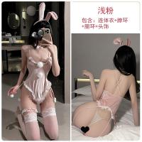 Sensual Velvet Lace Bunny Costume - Seductive Open-Crotch Bodysuit Bedroom Roleplay Outfit thumbnail