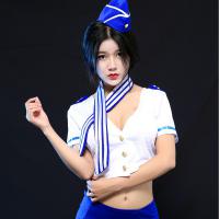 Sexy Airline Hostess Costume Set - Sheer Tight Temptation Outfit, No-Remove Lingerie for Playful Roleplay thumbnail