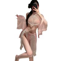 Sexy Ancient Chinese Style Lingerie Set – Lace Cheongsam Sleepwear with Embroidered Bodice & Sheer Chiffon thumbnail