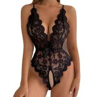Sexy Backless Lace Bodysuit for Women -European and American Style Open-Crotch Halter Tie-Up Jumpsuit, Wholesale Erotic  thumbnail
