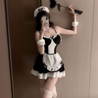 Sexy Backless Maid Costume Set for Women – Black & White Princess Lingerie Sleep Dress, Pure Temptation Outfit thumbnail