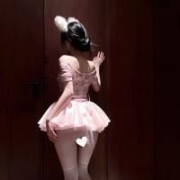 Sexy Backless Sleep Dress - Kawaii Japanese-Inspired Lingerie with Bow & Floral Print, Pure Temptation Nightwear thumbnail