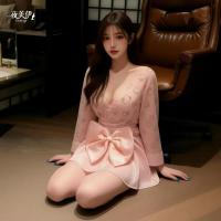 Sexy Backless Sleep Dress - Kawaii Japanese-Inspired Lingerie with Bow & Floral Print, Pure-Yet-Seductive Nightwear thumbnail