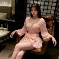 Sexy Backless Sleep Dress - Kawaii Japanese-Inspired Lingerie with Bow & Floral Print, Pure-Yet-Seductive Nightwear thumbnail