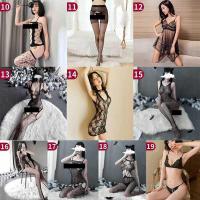 Sexy Black Fishnet Bodysuit with Crotchless Design - Sensual Mesh Lingerie Outfit for Adults thumbnail