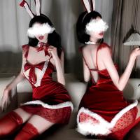 Sexy Bunny Girl Costume Set - Festive Christmas Catwoman Bodysuit for Women, Naughty Holiday Cosplay Outfit thumbnail
