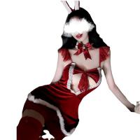 Sexy Bunny Girl Costume Set - Festive Christmas Catwoman Bodysuit for Women, Naughty Holiday Cosplay Outfit thumbnail