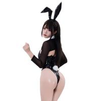 Sexy Bunny Girl Latex-Style Bodysuit - Cute & Alluring Lingerie for Playful Romance thumbnail