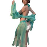 Sexy Chinese Hanfu Lingerie Set - Sheer Chiffon Wrap Top & Skirt, Pure-Yet-Sensual Oriental Style Outfit thumbnail