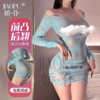 Sexy Christmas Bodysuit - Flirty Velvet Mesh Sheer Outfit with Bow Detail, Holiday Lingerie for New Year's Eve thumbnail