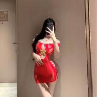 Sexy Christmas Lingerie Set - Red Fuzzy Bodycon Mesh Dress for Couples Play & Holiday Romance thumbnail