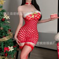 Sexy Christmas Mesh Bodycon Dress - Red Lace Cut-Out Holiday Party Outfit for Women thumbnail