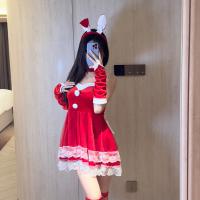 Sexy Christmas Role Play Bodysuit - Festive Velvet Lingerie Set with Open-Crotch Design & Plush Trim thumbnail