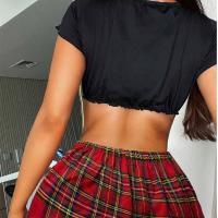 Sexy Cosplay Uniform Set - Plaid Mini Skirt & Matching Top for Adult Role Play & Costume Parties thumbnail